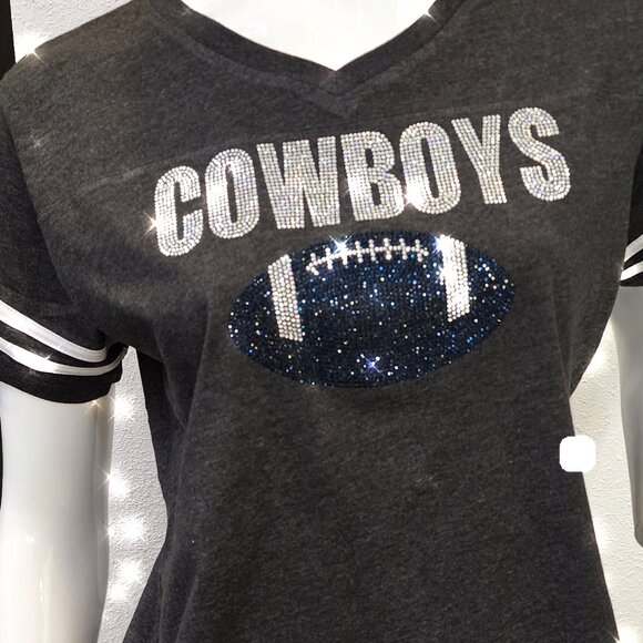 Dallas Cowboys Bling Ladies Charcoal t-shirt - Picture 2 of 5
